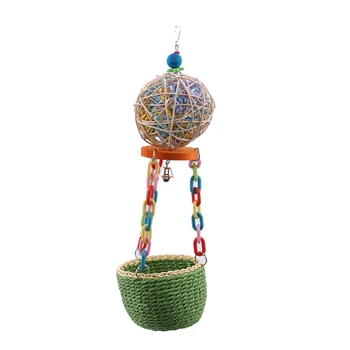 

New Parrot Bird Toy Cane Woven Ball Hanging Nest Paper Drawing Chewing Bite Toy Swing Toy Home Pet Supplies