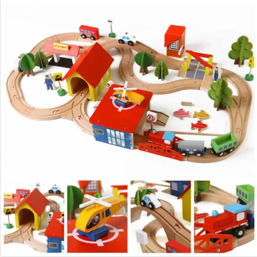 

Wooden Educational Toys 2 In 1 Magnetic Car Toy Fishing and Wooden Stacking Rail Train Set For Kids Toddlers(69 Pcs)