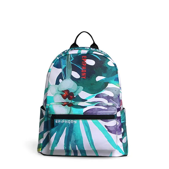 Дизайнерская брендовая школьная сумка с зеленым листом, чистый Карманный Рюкзак, летний рюкзак с цветочным принтом - Цвет: Синий