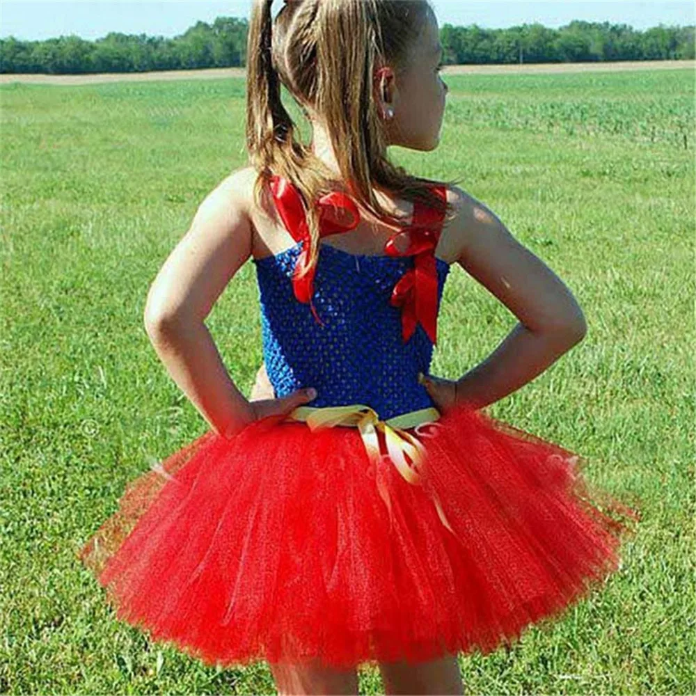 Комплект, маскарадное платье-пачка с суперменом красное синее вечернее платье для девочек на день рождения с изображением супергероя платье-пачка с бантом, costu