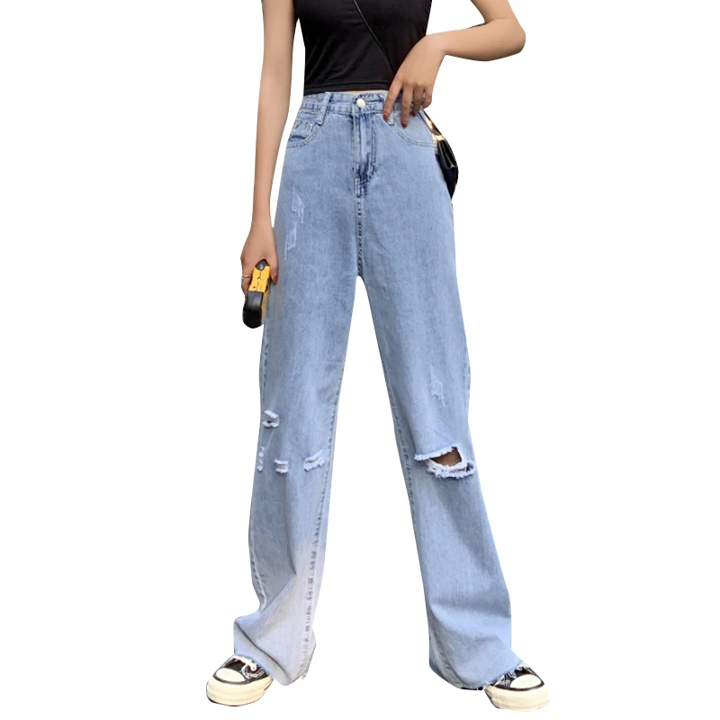 Женские джинсы с высокой талией, женские летние тонкие прямые джинсы с высокой талией и свободные джинсы