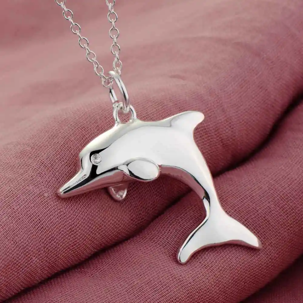 

dolphin cutesilver plated Necklace Silver Pendant Jewelry /HUPQHWWW PLBIRCZQ