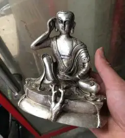 

Free Shipping Tibet Buddhism Pure Bronze Arhat Milarepa Buddha Statue