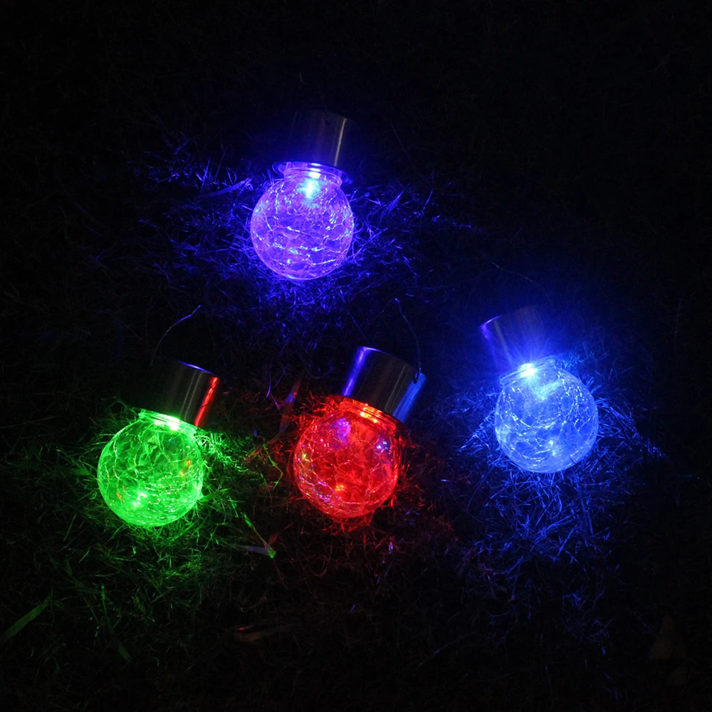 

Konesky 1pc Solar Landscape Light Hanging Lamp Crack Glass Ball LED Lights Christmas Decoration Festive Atmosphere
