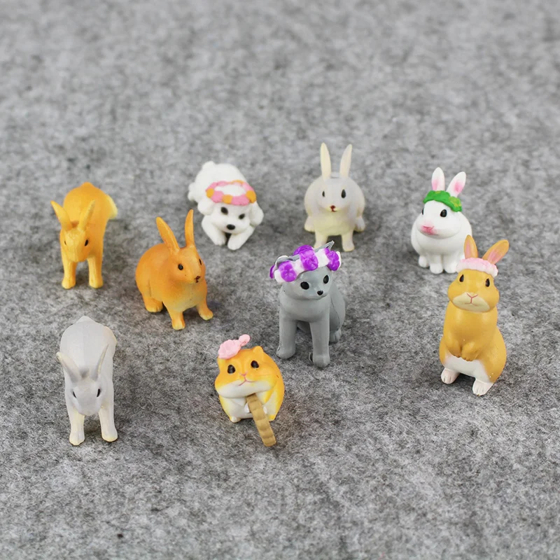 9pcs lot Animal rabbit cow dog sheep Simulation Model PVC Figure font b toy b font