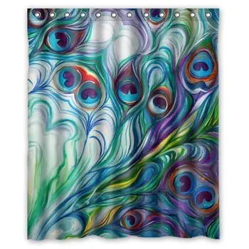 

Flawless peacock feathers Watercolor painting Bathroom Shower Curtain, Shower Rings Included