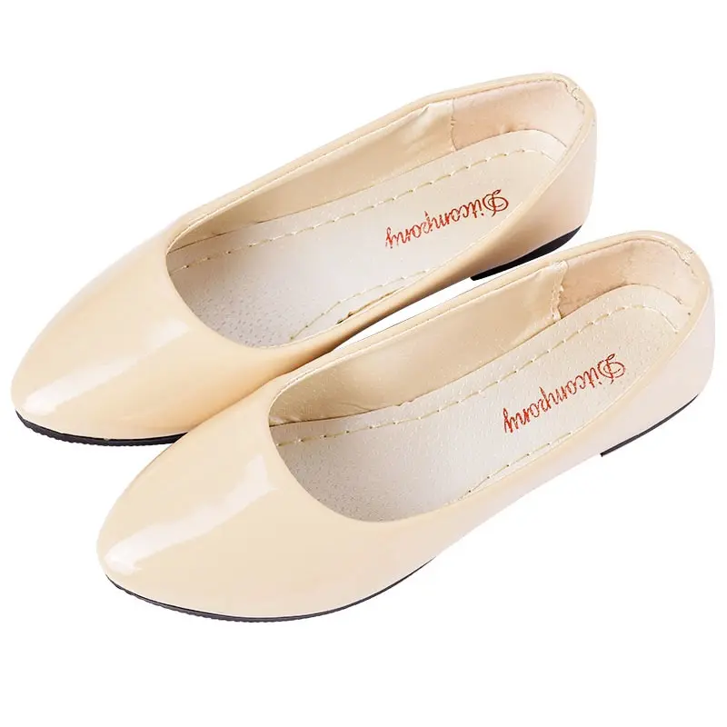 

Litthing Fashion Candy Color Women Flat Shoes Business Faux Patent Leather Pointed Shoes Shallow Ballet Flats Shoes Big Size New