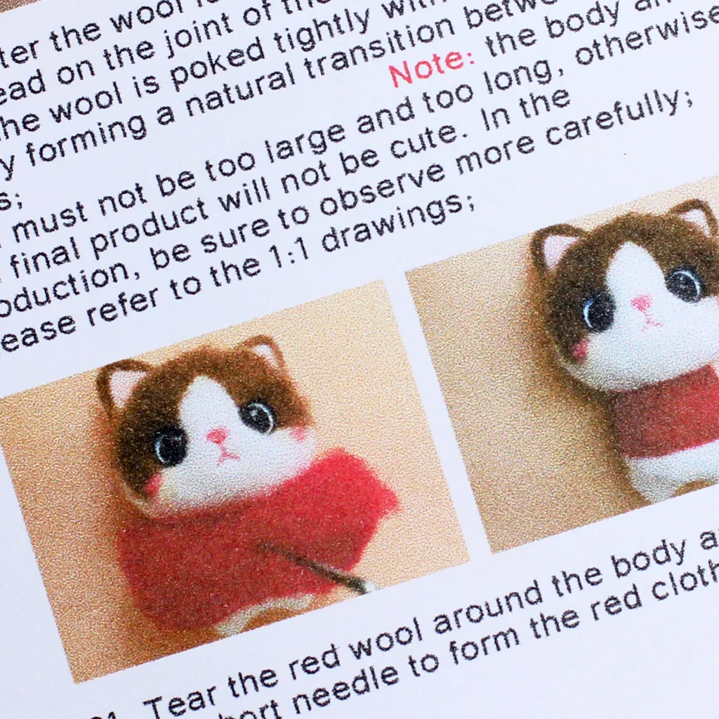 Novelty Cat Felt Craft Kit Wear Christmas Hat Animal Wool Needle Felting for Kids Children Funny Gift