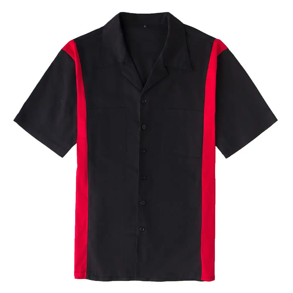 Mens Vintage Shirts Cotton Plus Size Causal  Shirt Rockabilly Hip Hop Shirts
