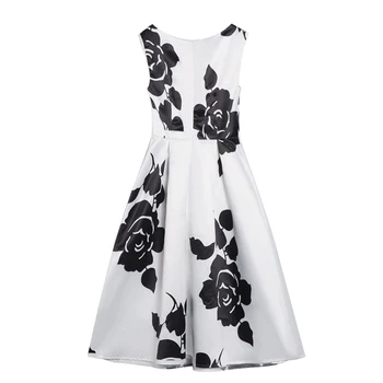 

Nice Women Floral Dress Sleeveless O Neck A Line Dress Female High Street White Dress Ladies Knee Length Summer Dresses