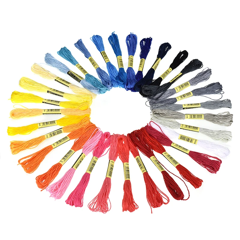 32pcs Magic Embroidery Stitching Punch Floss Cross Stitch Threads 20mm Hoop Punch DIY Embroidery Punch Crafts Tool Kit with Case