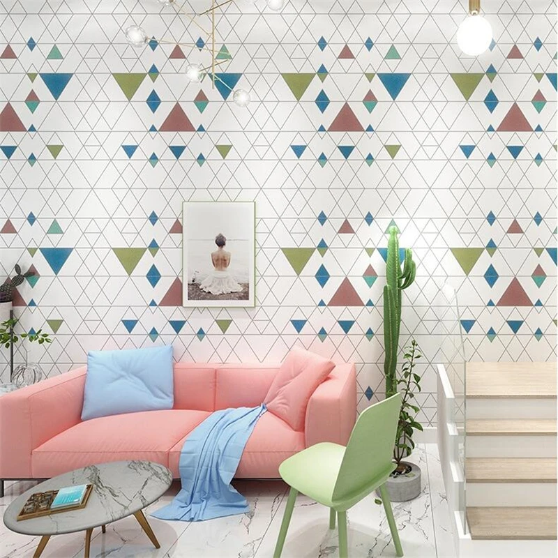  beibehang Personality diamond geometry wallpaper living room bedroom wallpaper minimalist modern No - 32880389621