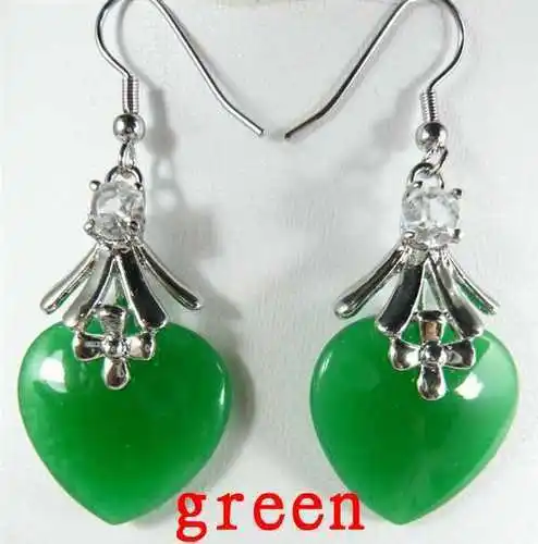 

Noblest women's green heat love jade bead 18KGP earrings 5.29