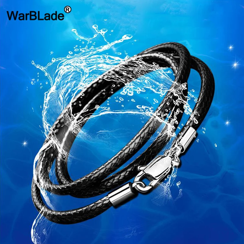 

Jewelry Accessories Necklace Cord 1.5mm 2mm 3mm Black Leather Cord Wax Rope Chain Stainless Steel Lobster Clasp For DIY Necklace