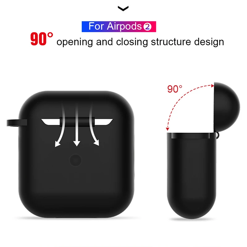 Soft Silicone Bluetooth Earphone Case For AirPods 2 Protective Cover Skin Accessories for Apple Airpods Charging Box with Hooks