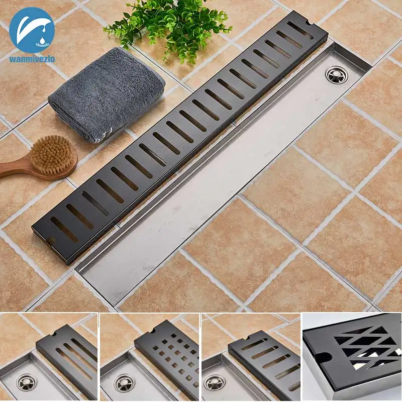 

Long Strip Floor Drain Bathroom Linear Floor Drain Wire Strainer Cover Waste Drain Stainless Steel Odor-resistant Shower Drain