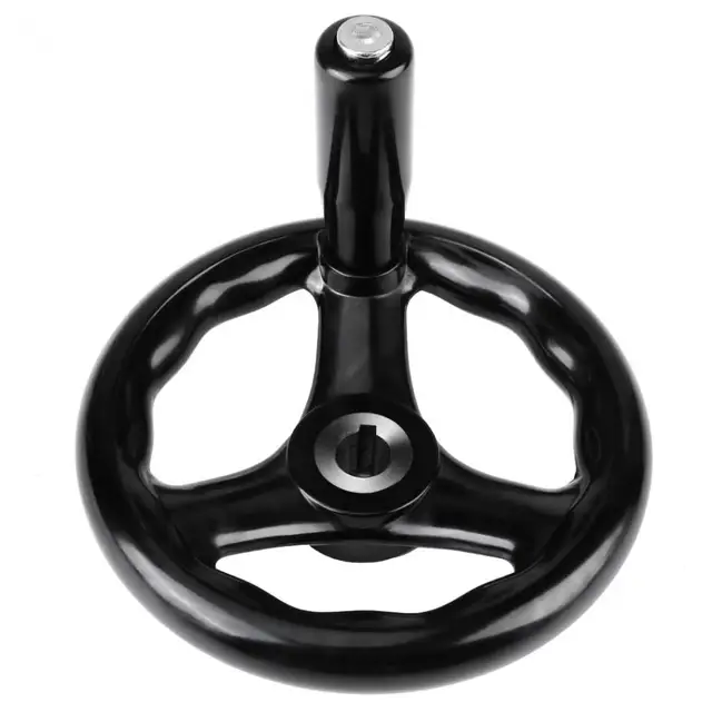 Handwheel 12*125mm Black Round 3 Spoke Hand Wheel for Lathe Milling Machine Lahe Tool