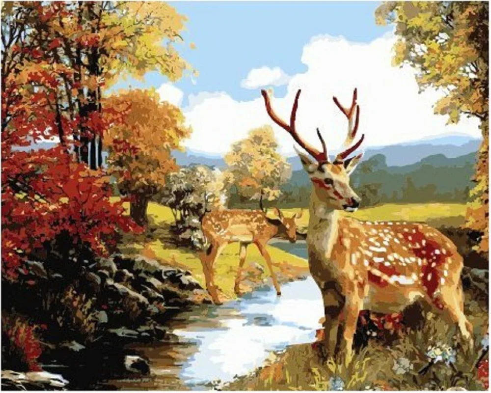 7 Diy Oil Painting By Numbers Deer With Frame Drawing Kits Animals 7 Diy Oil Painting By Numbers Deer With Frame Drawing Kits Animals