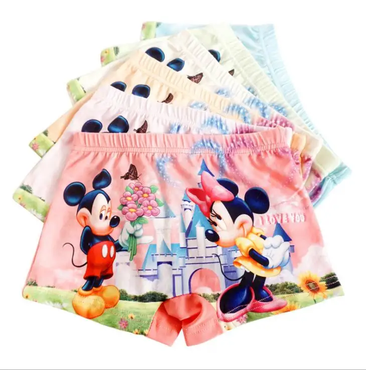 

Wholesale 12pcs girl's boxers princess Minnie Mickey Underwears Panties Milk Silk cartoon Underpants 3-9years 10 kinds TZ07