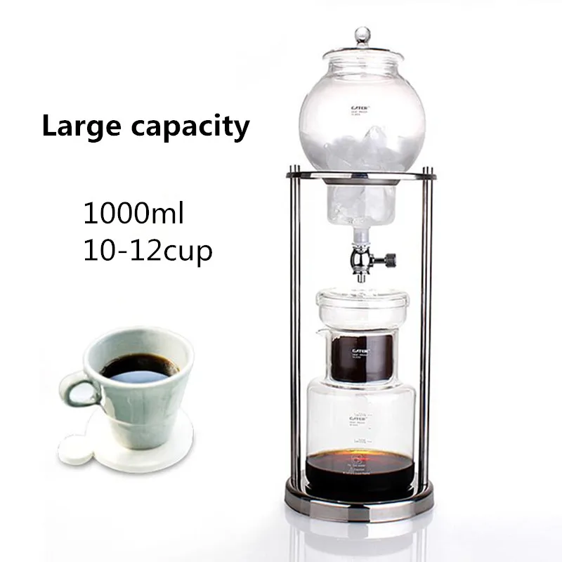 Free shipping new Large capacity 1000ML percolators glass coffee pot / superior filter coffee maker ice drip coffee filters tool