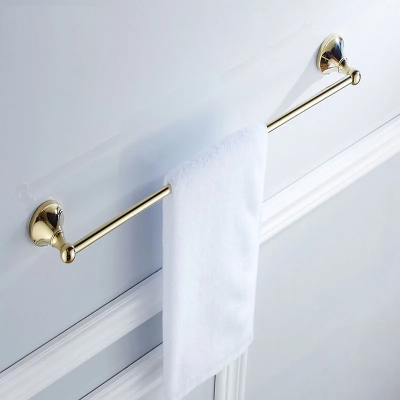 

Golden Bathroom Single Towel Bar Wall Mounted Towel Rack Bathroom Hardware Bath Accessory KD870