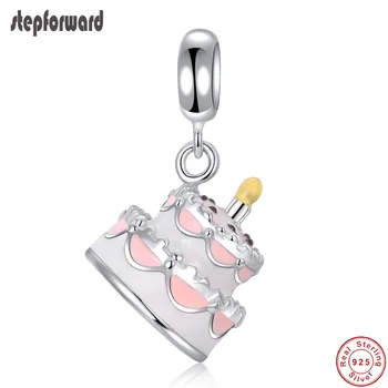 

Big Surprise Gift Handmade Happy Birthday Gift Jewelry 925 Sterling Silver Birthday Cake Charm Fit Bracelet and Necklace