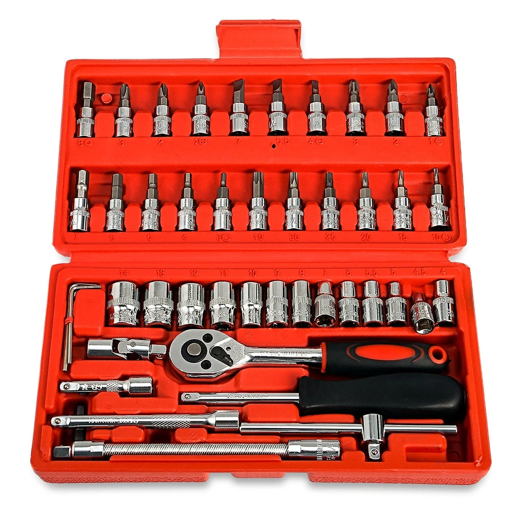 

Multitools Car Wrench Tool Set 46pcs 1/4-Inch Socket Ratchet Wrench Combo Tools Kit zestaw kluczy for Car Repairing Hand tools