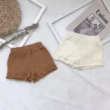Новая летняя пляжная детская одежда для малышей, шорты для девочек, однотонные Короткие штаны для девочек детская одежда детские брюки штаны с оборками