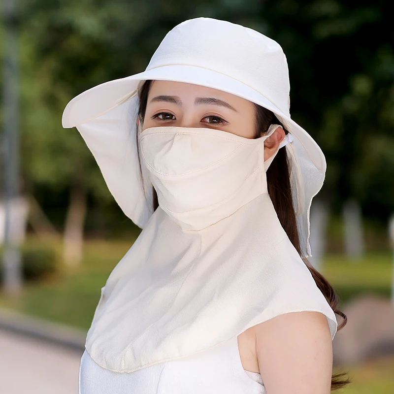

Sun hat Anti-UV Large brim hat female summer sun hat sunbonnet Women face mask neck protection full protection hat