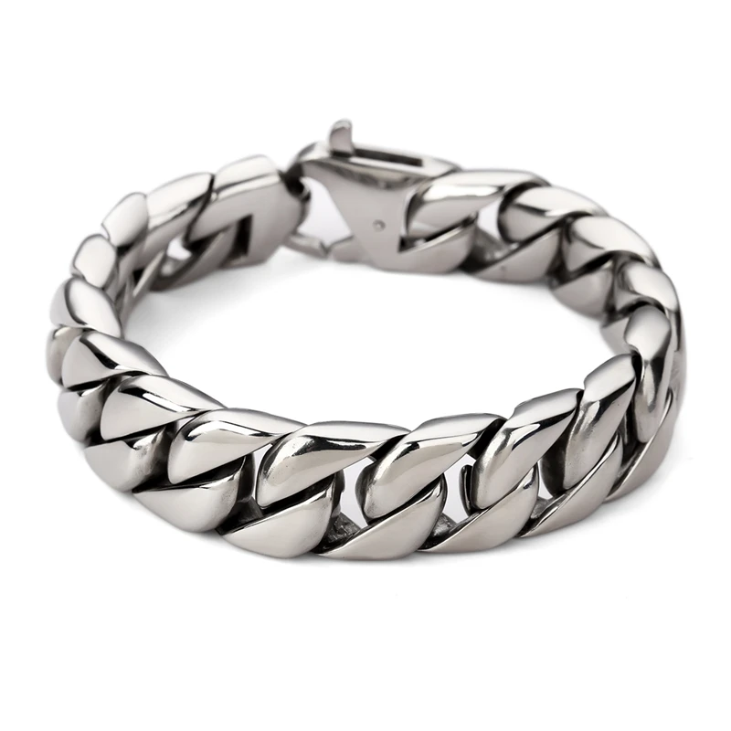 AGOOD 316L Stainless Steel Heavy Curb Chain Bracelet 90g Weight Thick ...