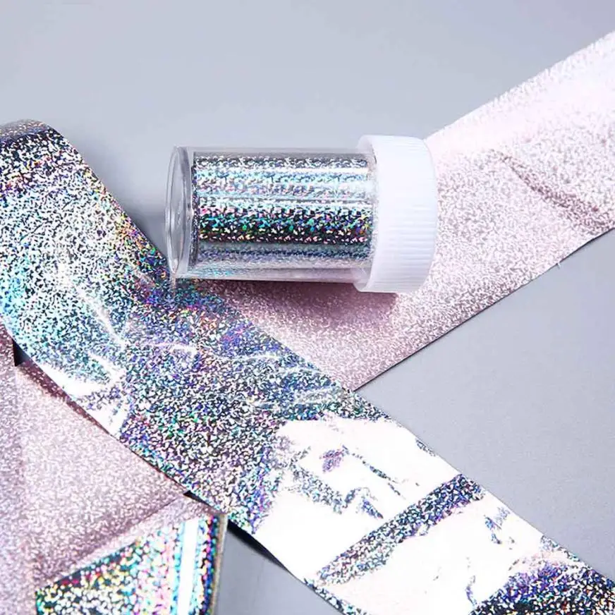 

2019 Nail Stickers 1 roll of 4 * 100 CM Laser Holo Holographic Nail Foils Nail Art Tool Transfer Stickers Freeshipping 15p1022