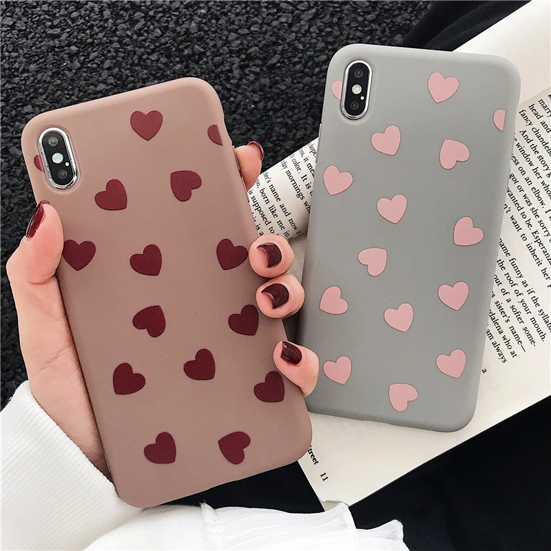 Gimfun Korea Pink Love Heart Phone Case for Iphone Xs Max Xr Anti knock