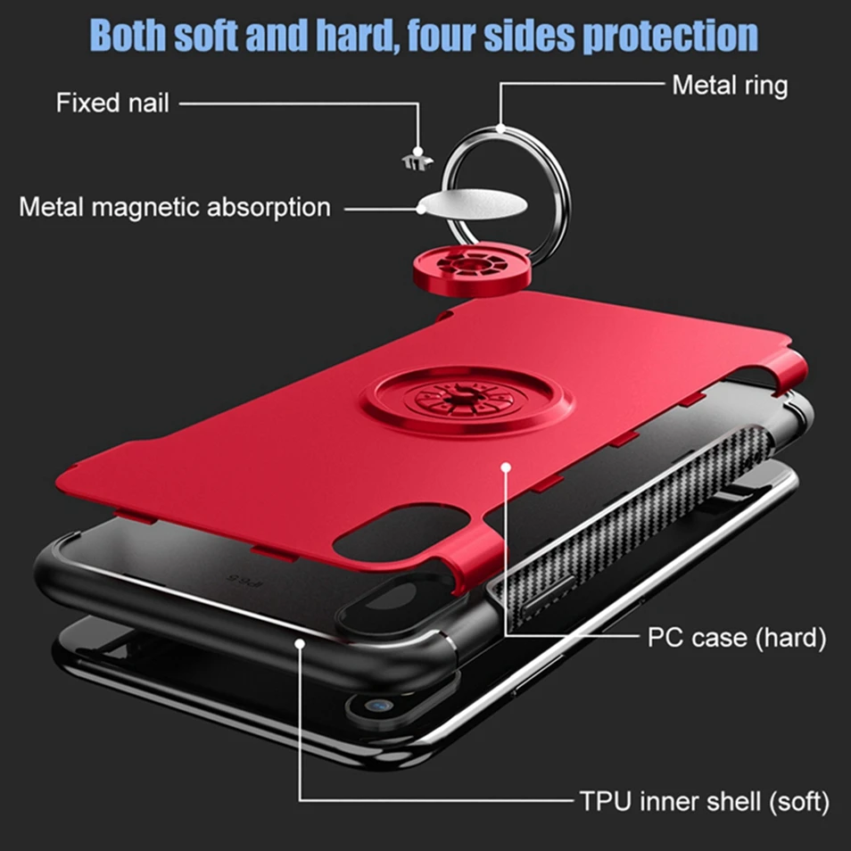 Magnetic Car Holder Phone Case for iPhone 8 plus Cover Finger Ring Stand Coque for iPhone XR XS Max X 6 7 plus Full Protect Case (4)
