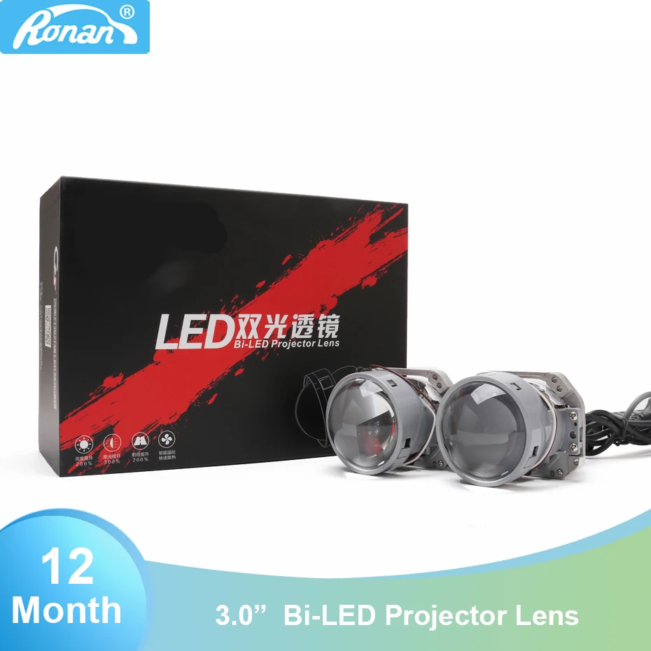 

Ronan 2PCS 5500K Car LED Headlight 3inch Bi LED Projector Lens Headlight for Motorcycle Car Light Retrofit kit Auto LED