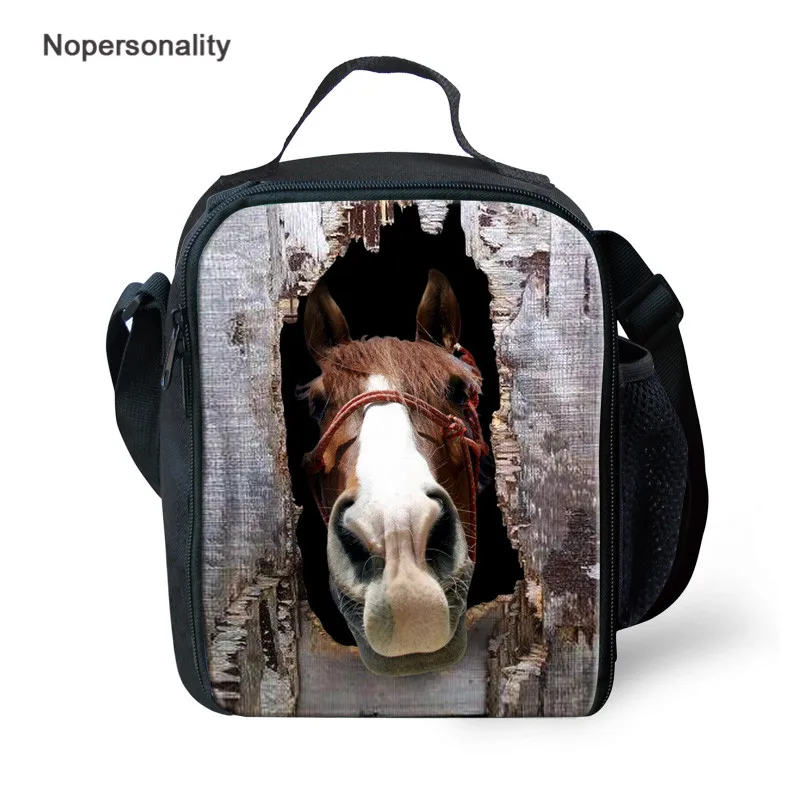 Nopersonality 3D лошадь Ланч сумка для мужчин дети животное печать крышка для еды мешок взрослых контейнер сумки на плечо сумка для пикника - Цвет: C0356G