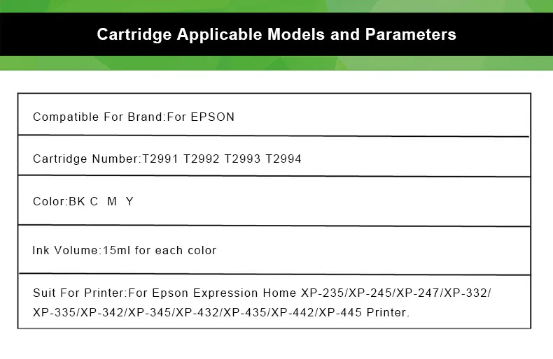 8 шт T2991 чернильный картридж T29XL для Epson T2991 T29 29 для Epson XP-255 XP-257 XP-352 XP-355 XP-452 XP-455 XP 255 257 352 принтера