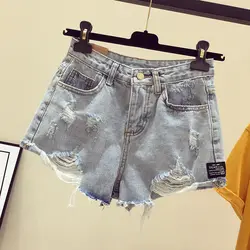 2019 Новое поступление повседневные летние горячие продажи джинсовые женские шорты с высокой талией с меховой подкладкой, большие размеры