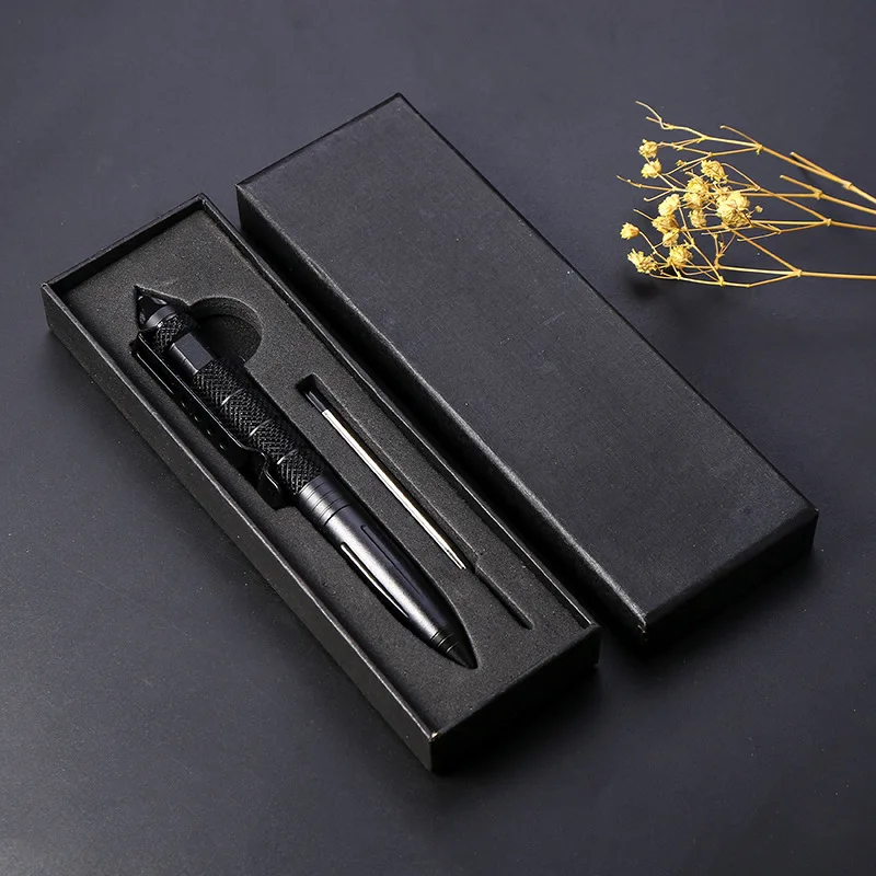1PCS GENKKY Multi-functional Pen Tactical Tungsten Steel Rotating Unisex Tool Pen Window Glass Metal Ballpoint Multifunctional