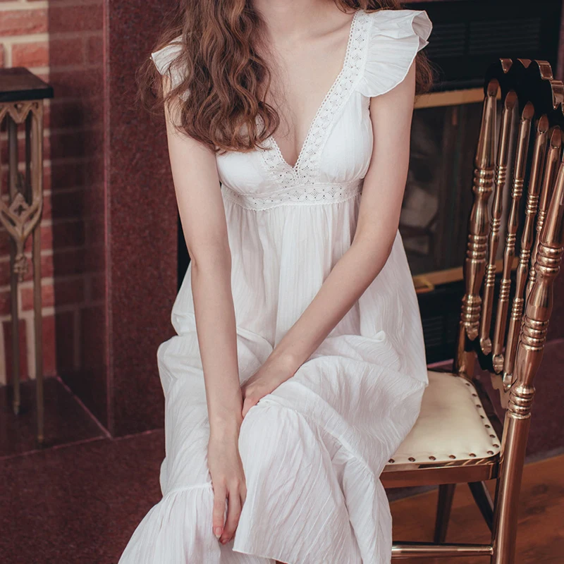 

Princess sweet lolita nightgowns Korean chest cushion sling women's Summer Cotton sweet sexy sleeveless nightgowns QQ0135