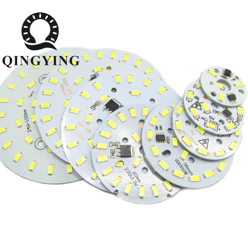 

10pcs 3w 5w 7w 10w 12w 15w 18w 24w ac 220v led pcb SMD5730 integrated ic driver White/ Warm White Light Source For LED Bulb