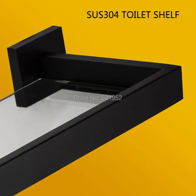 Дизайн Черная полка для ванной со стеклом 304 нержавеющая сталь туалетная полка для ванной кухни полки для ванной легко установить