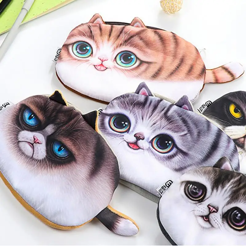 

2019 1PC Pencil Storage Case cat flannel home office Supplies Stationery Gift Estuches cartoon Cute Pencil Box Pencil Bag