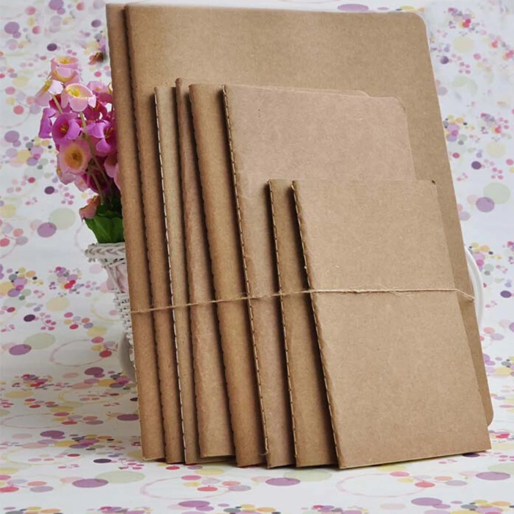 

6 Sizes cowhide paper notebook blank notepad book vintage soft copybook daily memos Kraft cover journal notebook