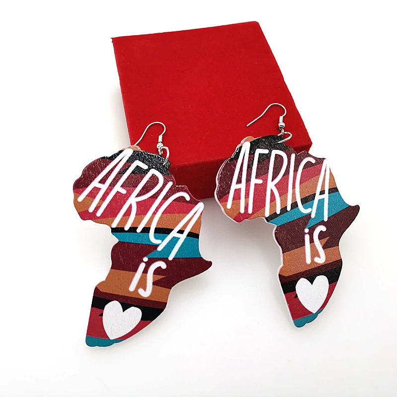 

YD&YDBZ Africa Map Drop Earrings 2019 New Fashion Big Earrings For Ladies Enthic Style Harajuku Gothic Jewelry Printing Dangler