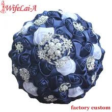 WifeLai-Бриллиантовая темно-синяя Свадебная Брошь Свадебный букет De Noiva de mariage Холдинг атласные букеты на продажу W293