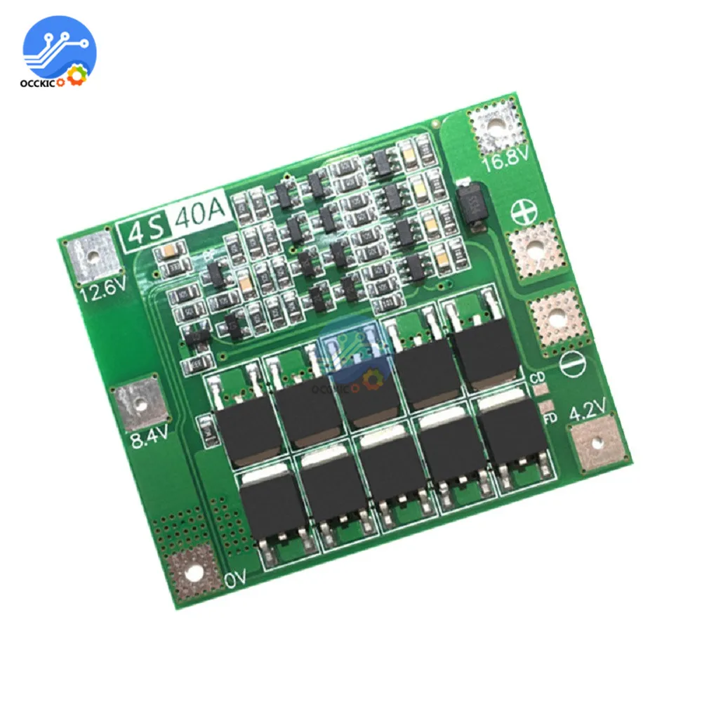BMS 3S 4S 40A 18650 Защитная плата для зарядки литиевой батареи резервная активного