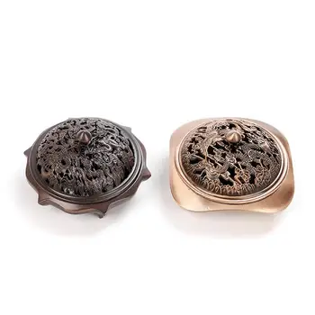 

Copper Alloy Backflow Incense Coil Burner Metal Luxury Style Sandalwood Censer Creative Home Office Decor Incense Holder