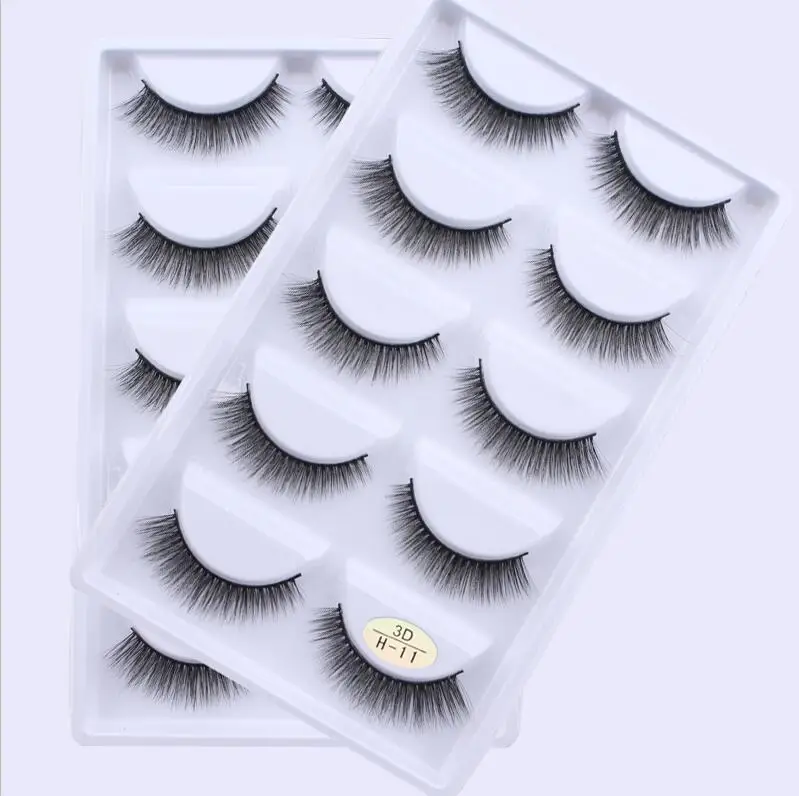 Ferramentas de Beleza Pairs Vison Cabelo Natural Cruz Cílios Postiços Longo Bagunçado Maquiagem Falso Olho Extensão Compõem Maquiar 500 3d 12 Cílios postiços
