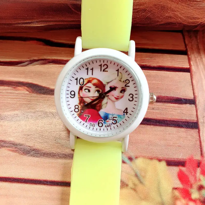 Disney Принцесса светящийся ремешок для часов Aisha детские часы подарок для девочки желе Замороженные Модные кварцевые часы наручные - Цвет: 5