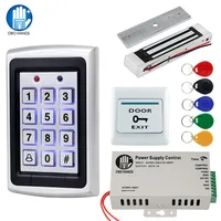 OBO Hands Access Control System Kit 125KHz RFID Keypad Rainproof Cover with Electric Door Locks 180KG Magnetic Strike Lock DC12V